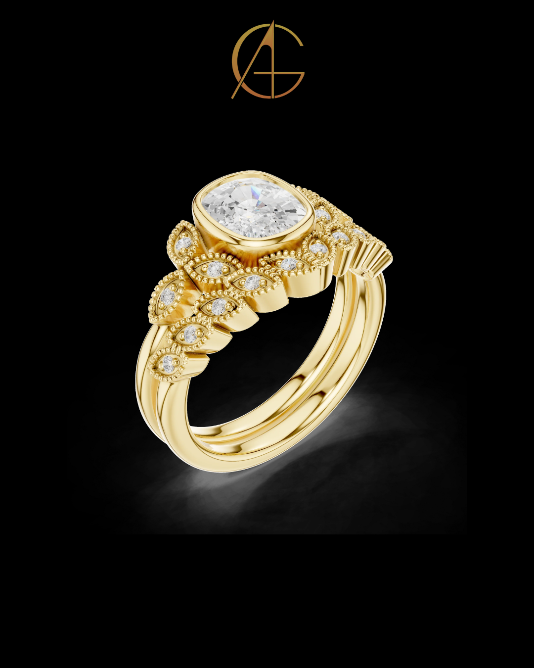 2.00 CT Vintage Inspired Halo Cushion Cut Ring with Intricate Moissanite Diamonds For Special One