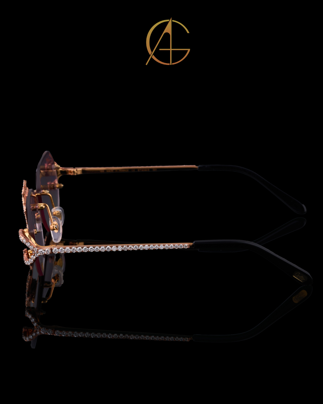 Designer Custom Diamond Sunglasses Gold Frame Statement Style