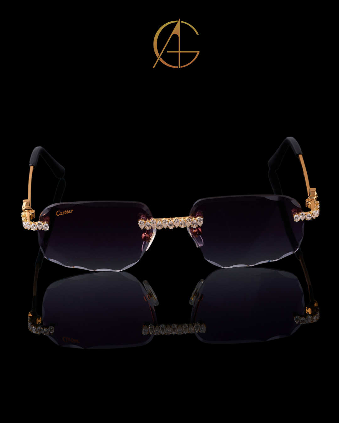 Custom Pear Cut Diamond Sunglasses Rimless Luxury Eye wear