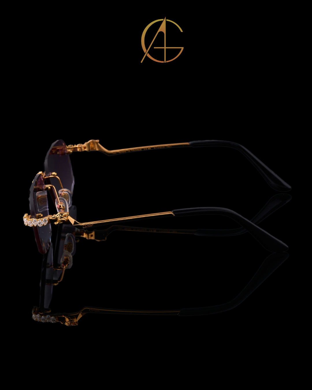 Custom Pear Cut Diamond Sunglasses Rimless Luxury Eye wear