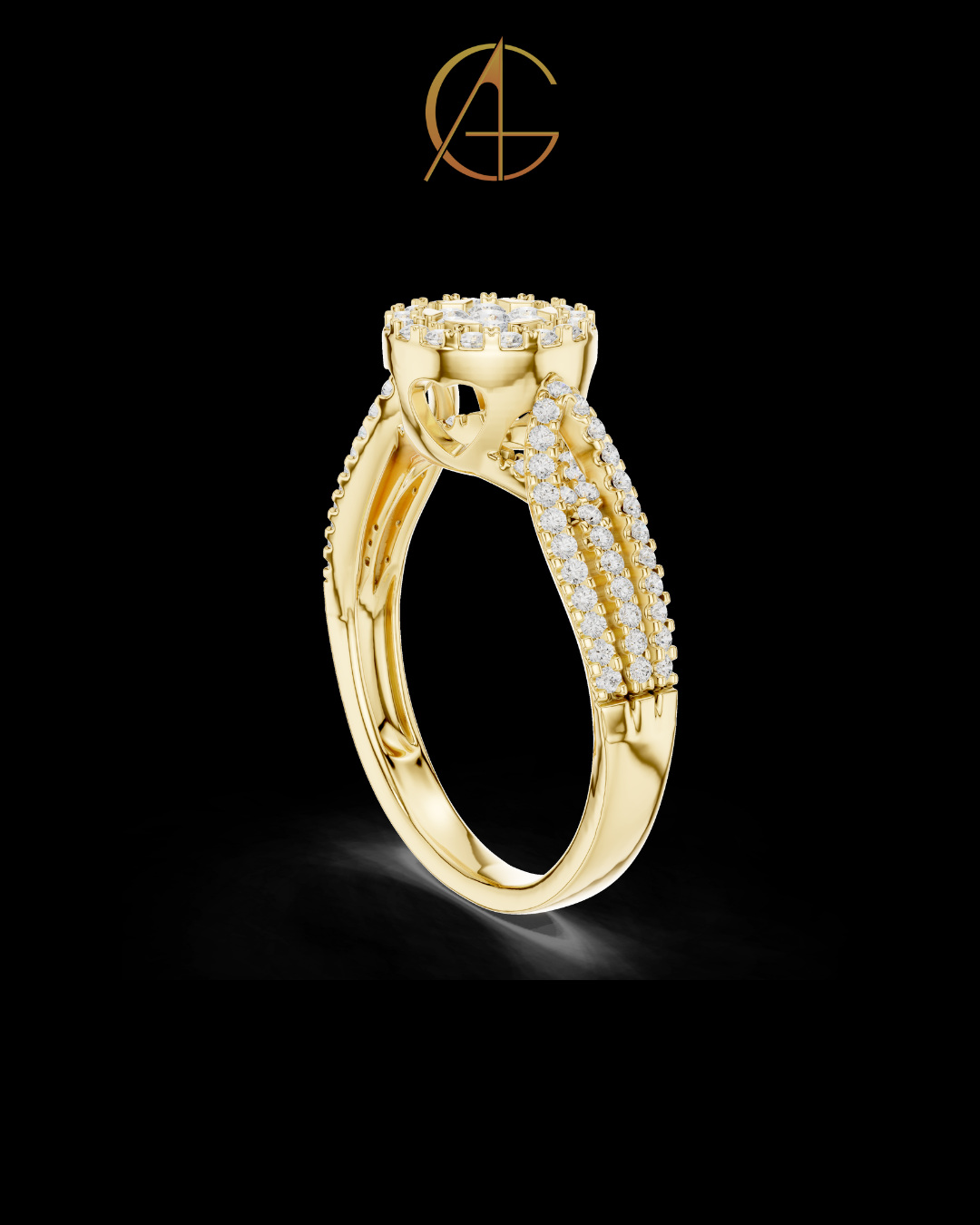 0.60 TCW Luxurious Ring with Double Halo Design and Sparkling Round Cut Moissanite Diamonds