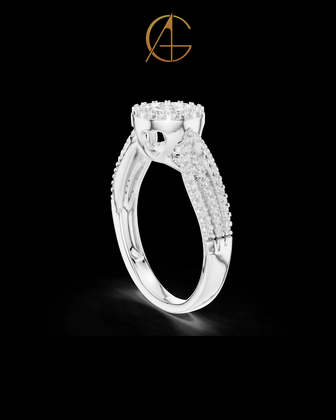 0.60 TCW Luxurious Ring with Double Halo Design and Sparkling Round Cut Moissanite Diamonds