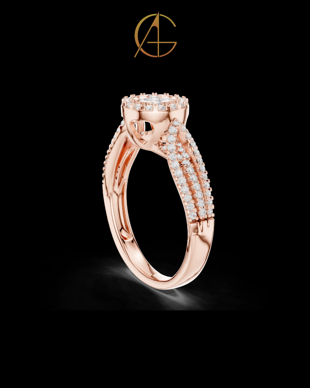 0.60 TCW Luxurious Ring with Double Halo Design and Sparkling Round Cut Moissanite Diamonds