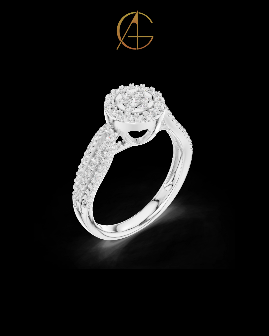 0.60 TCW Luxurious Ring with Double Halo Design and Sparkling Round Cut Moissanite Diamonds