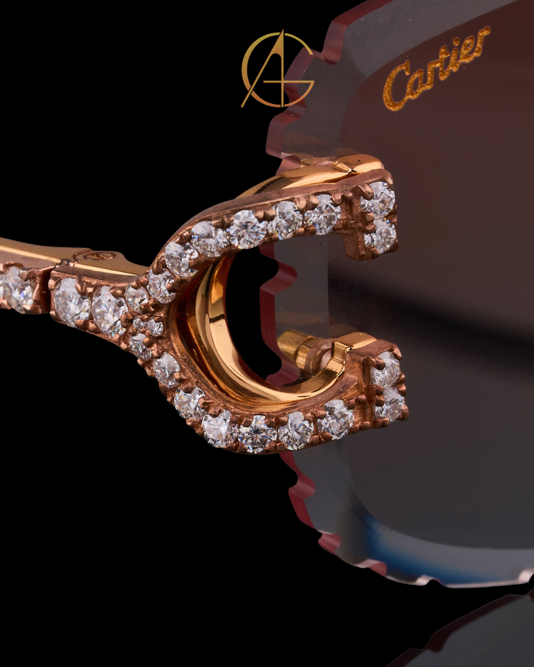 Luxury Custom Diamond Sunglasses Rimless Round Rose Gold Eye wear By Auren Gems