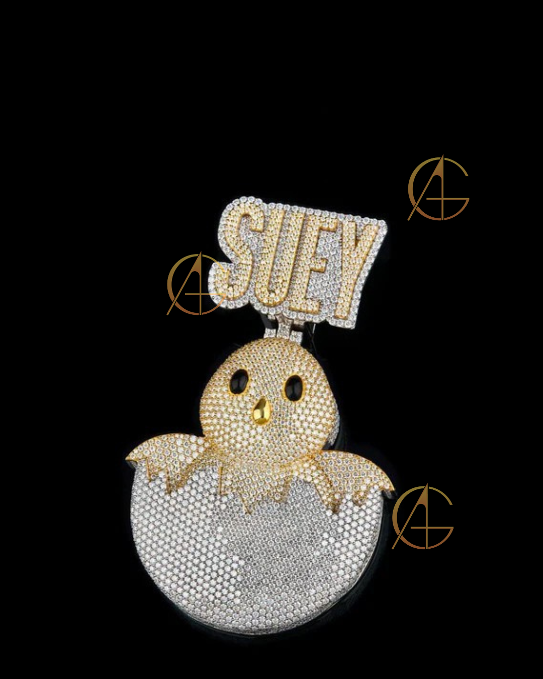 Full Round Cut Simulated Diamond Bird Pendant with Moissanite Diamond By Auren