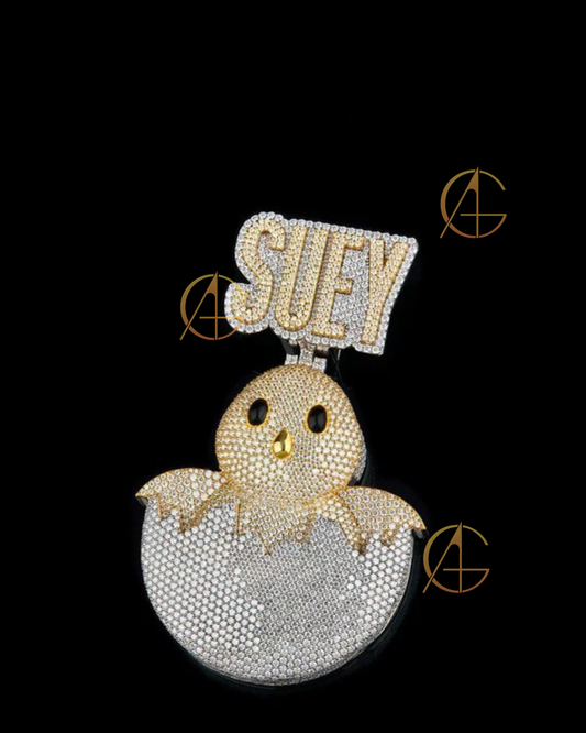 Full Round Cut Simulated Diamond Bird Pendant with Moissanite Diamond By Auren