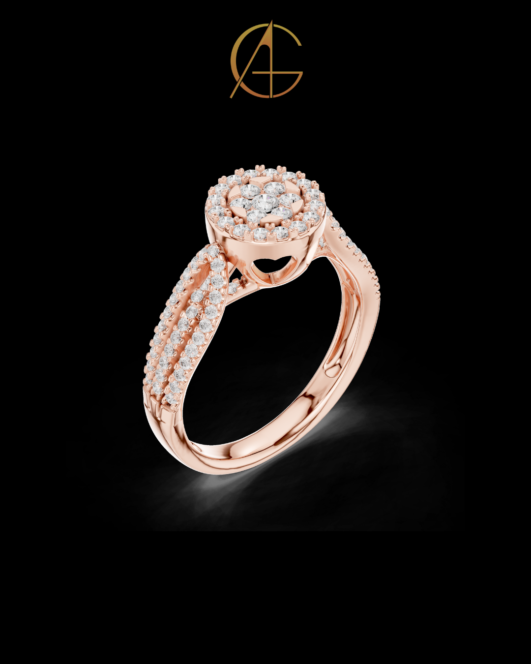 0.60 TCW Luxurious Ring with Double Halo Design and Sparkling Round Cut Moissanite Diamonds