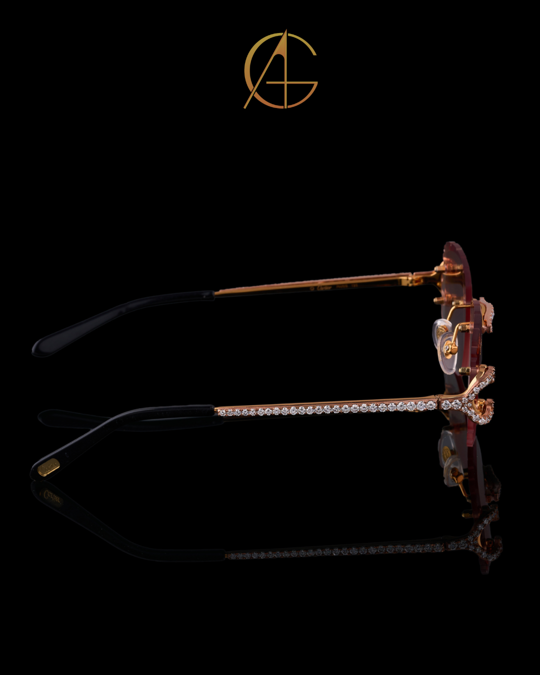 Luxury Custom Diamond Sunglasses Rimless Round Rose Gold Eye wear By Auren Gems