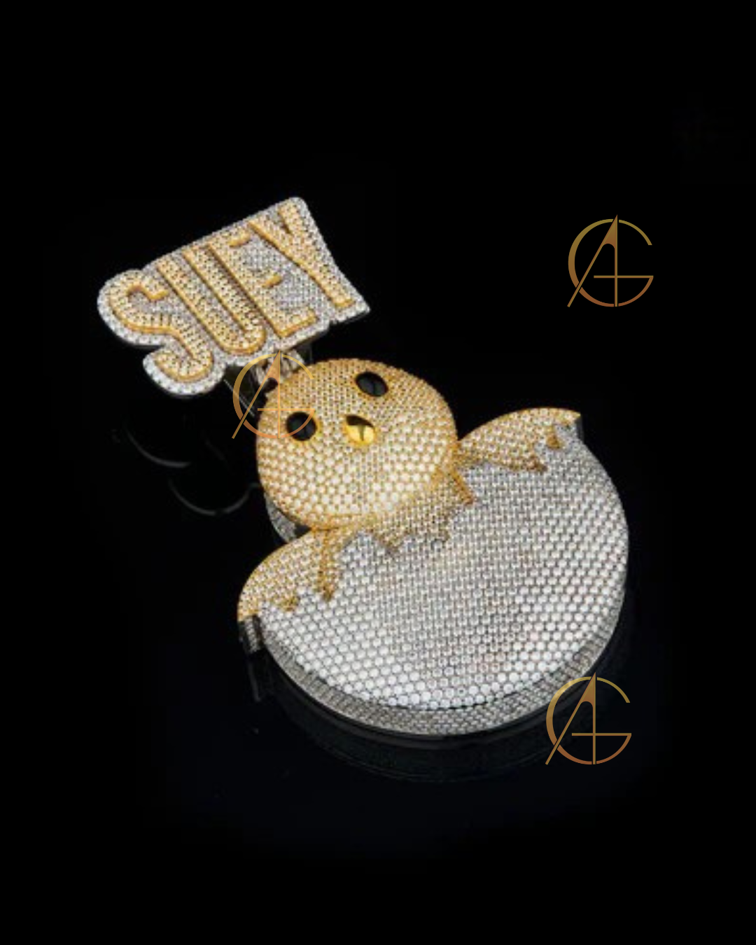 Full Round Cut Simulated Diamond Bird Pendant with Moissanite Diamond By Auren