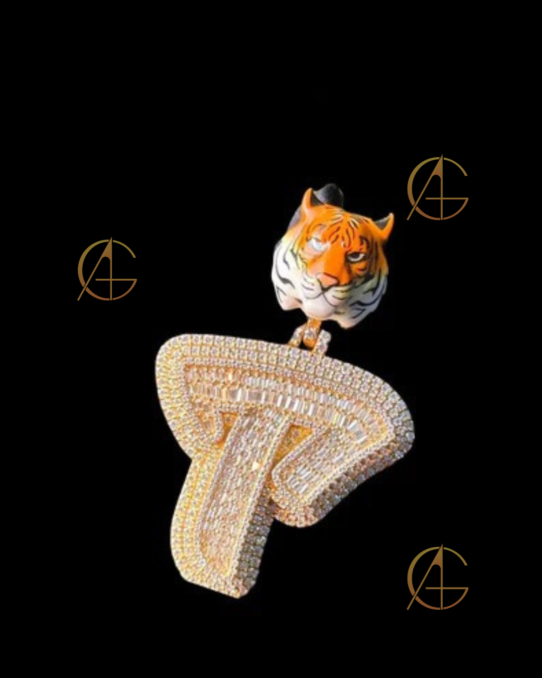 Moissanite Diamond Tiger Head Pendant Necklace by Auren