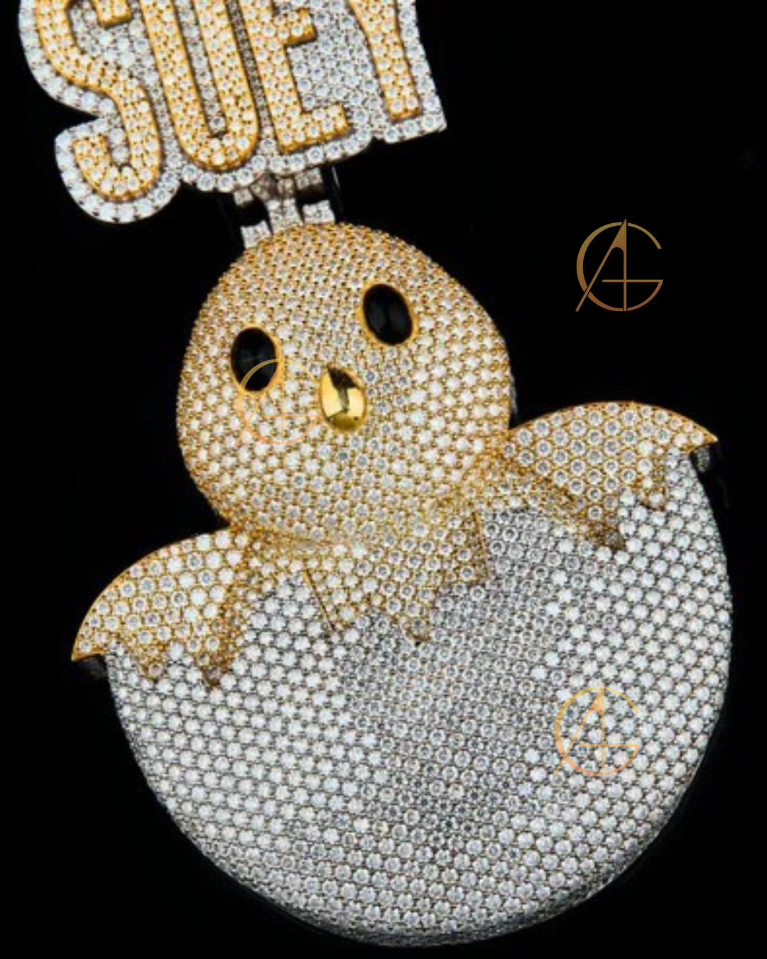 Full Round Cut Simulated Diamond Bird Pendant with Moissanite Diamond By Auren