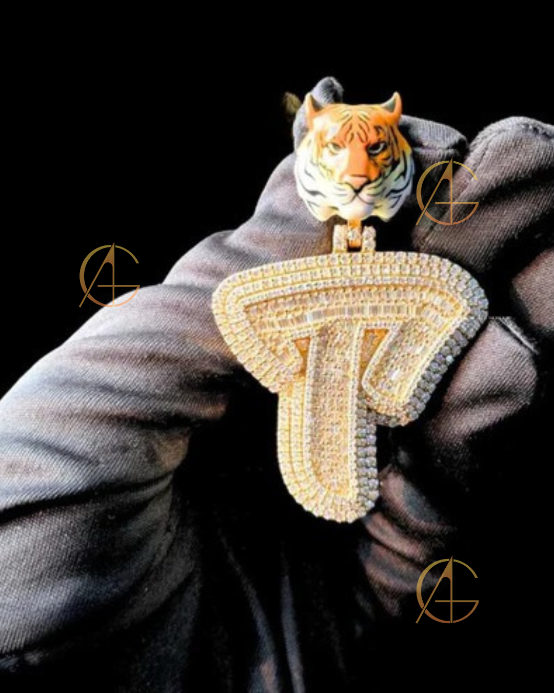 Moissanite Diamond Tiger Head Pendant Necklace by Auren