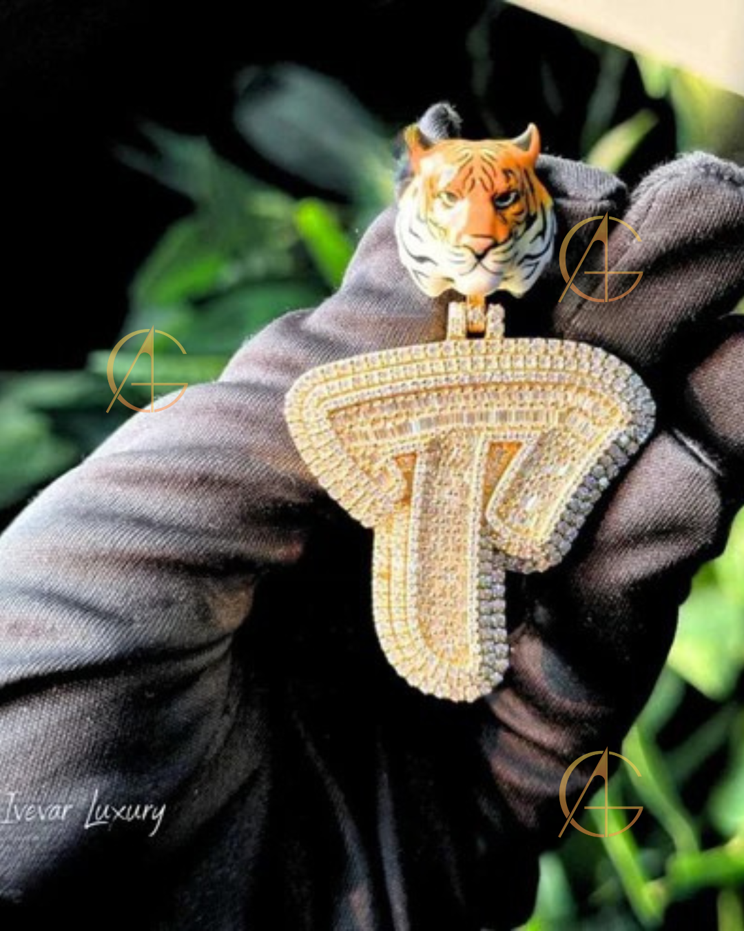 Moissanite Diamond Tiger Head Pendant Necklace by Auren