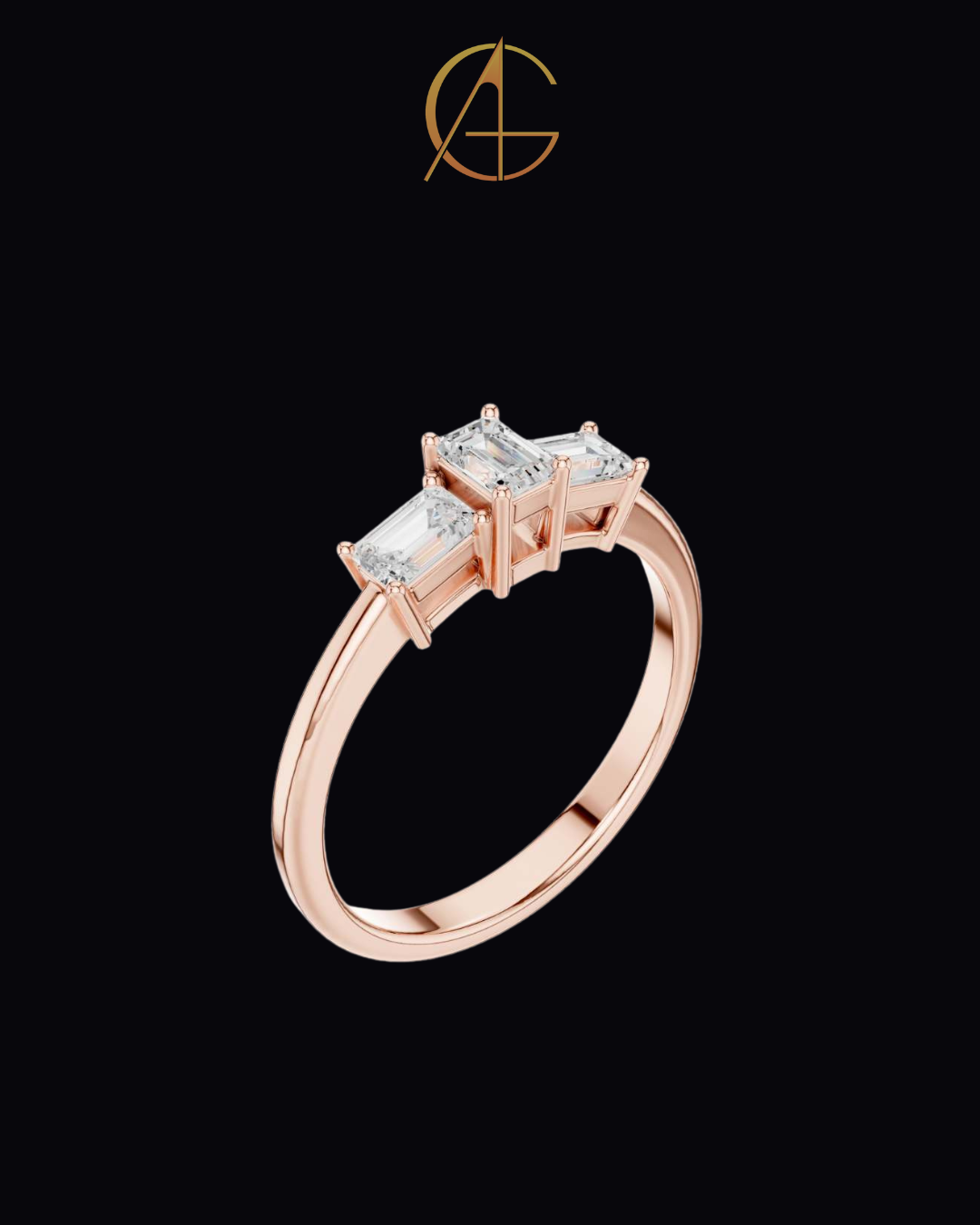 1.68 TCW Sparkling Three Stone Emerald Moissanite Diamond Ring with Classic Prong Setting