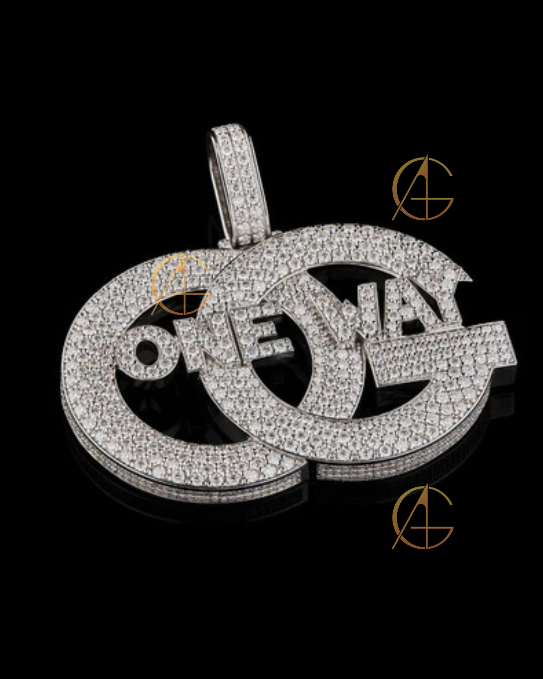 Full Silver Round Cut Moissanite Diamond Unique Style Pendent By Auren