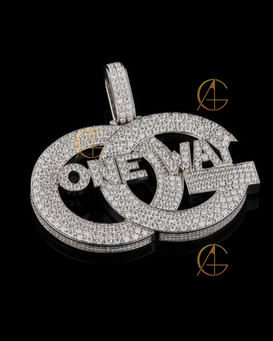 Full Silver Round Cut Moissanite Diamond Unique Style Pendent By Auren
