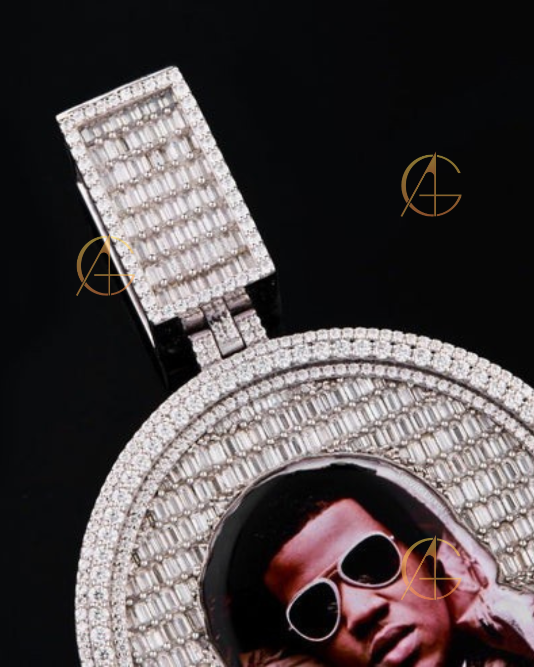 Custom Iced Out Hourglass Pendant - 925 Silver VVS1 Moissanite Spinner By Auren