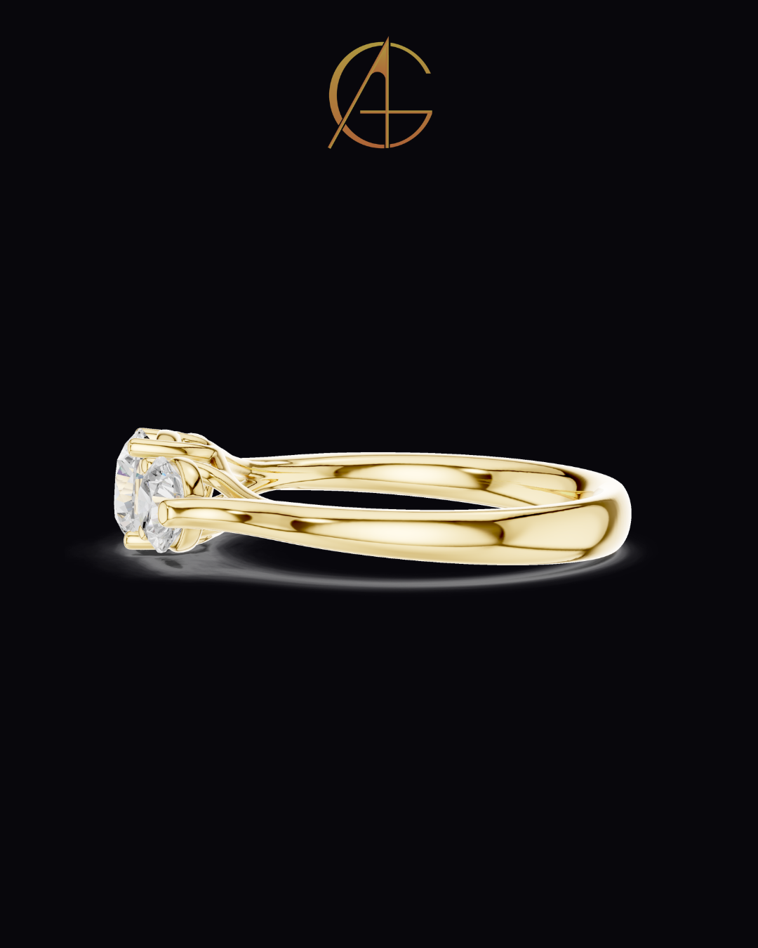 0.67 CT Tri Glow Brilliant Round Moissanite Diamond Trilogy Ring in Classic Gold For Gift