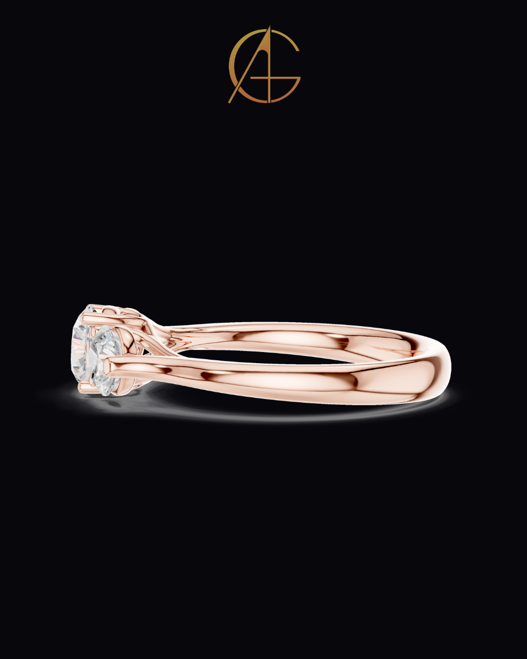 0.67 CT Tri Glow Brilliant Round Moissanite Diamond Trilogy Ring in Classic Gold For Gift