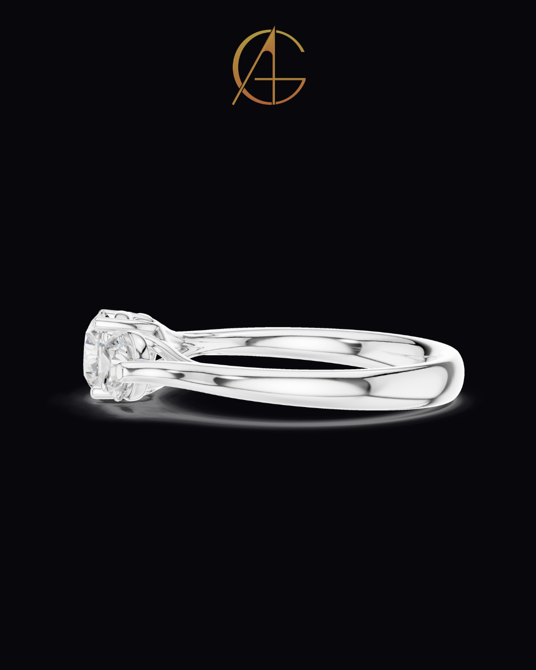 0.67 CT Tri Glow Brilliant Round Moissanite Diamond Trilogy Ring in Classic Gold For Gift
