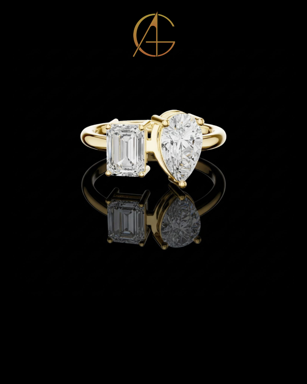 5.50 TCW Majestic Moissanite Emerald Cut Toi e Moi Ring For Perfect Mood