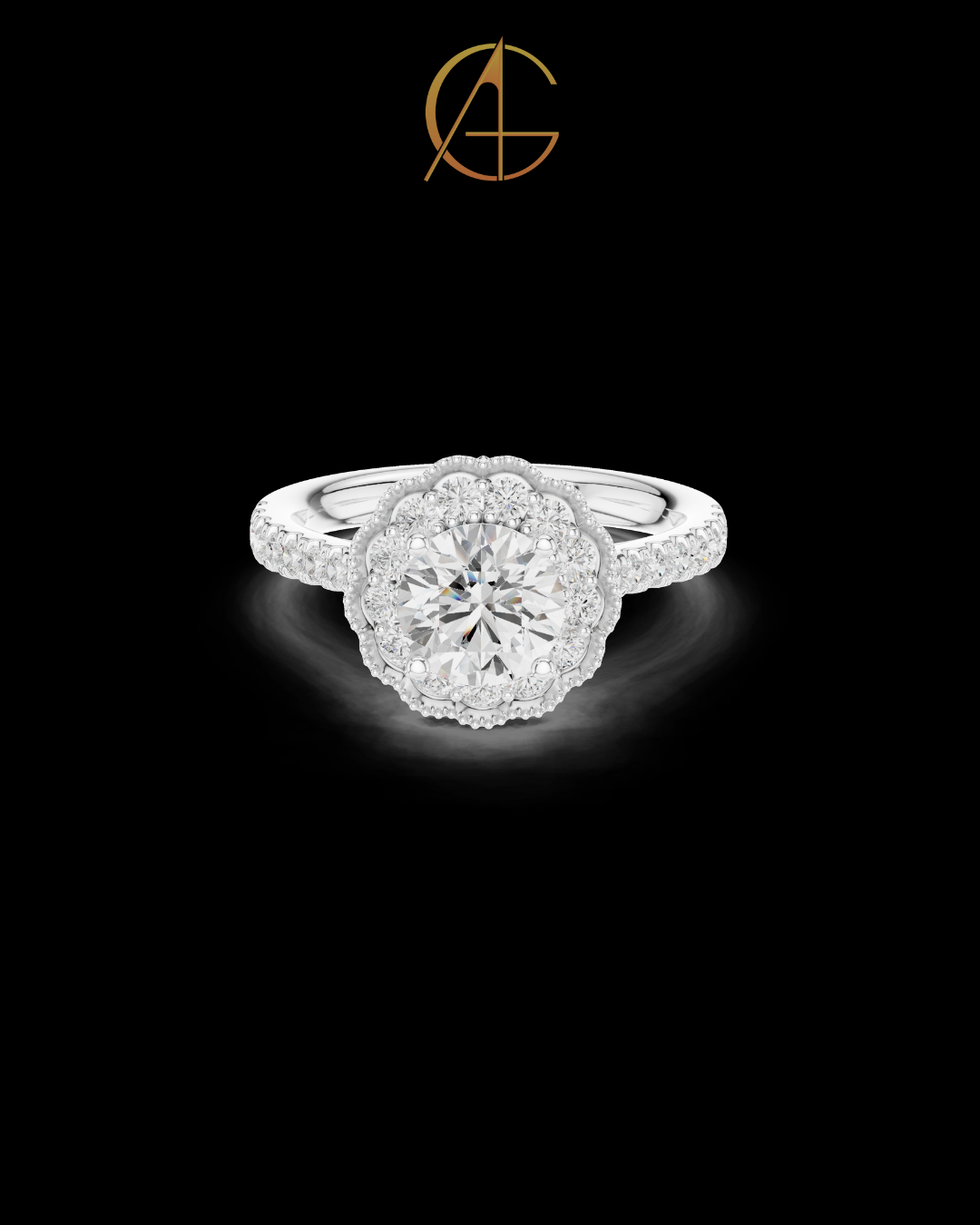 1.15 CT Vintage Inspired Floral Halo Moissanite Grown Diamond Ring in Lustrous Solid Gold For Her