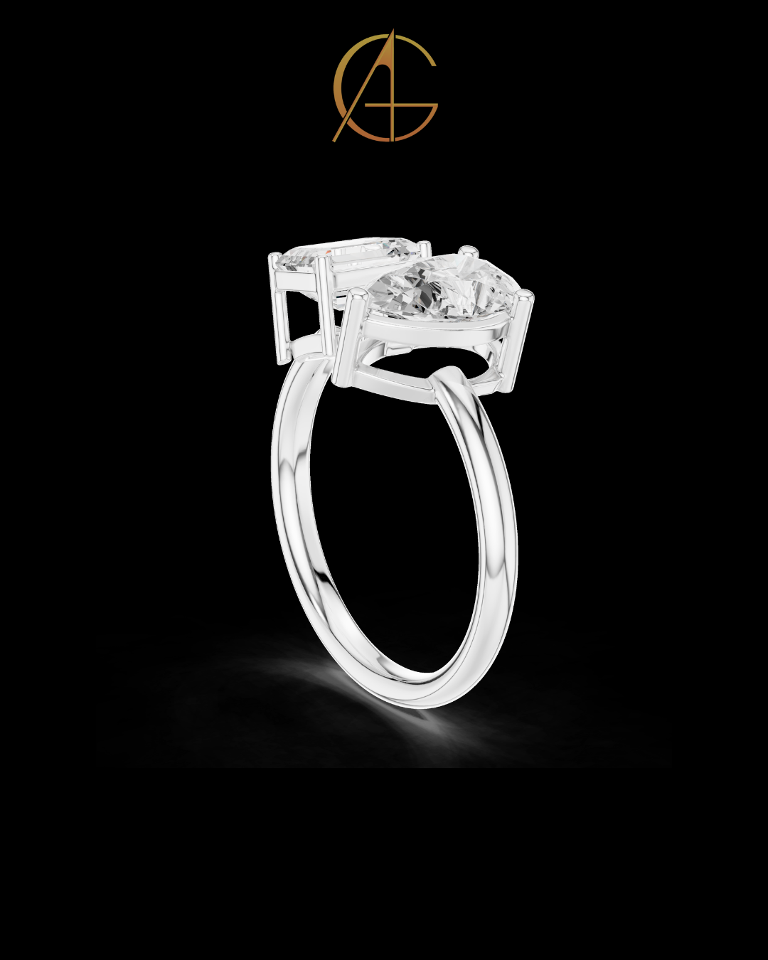 5.50 TCW Majestic Moissanite Emerald Cut Toi e Moi Ring For Perfect Mood