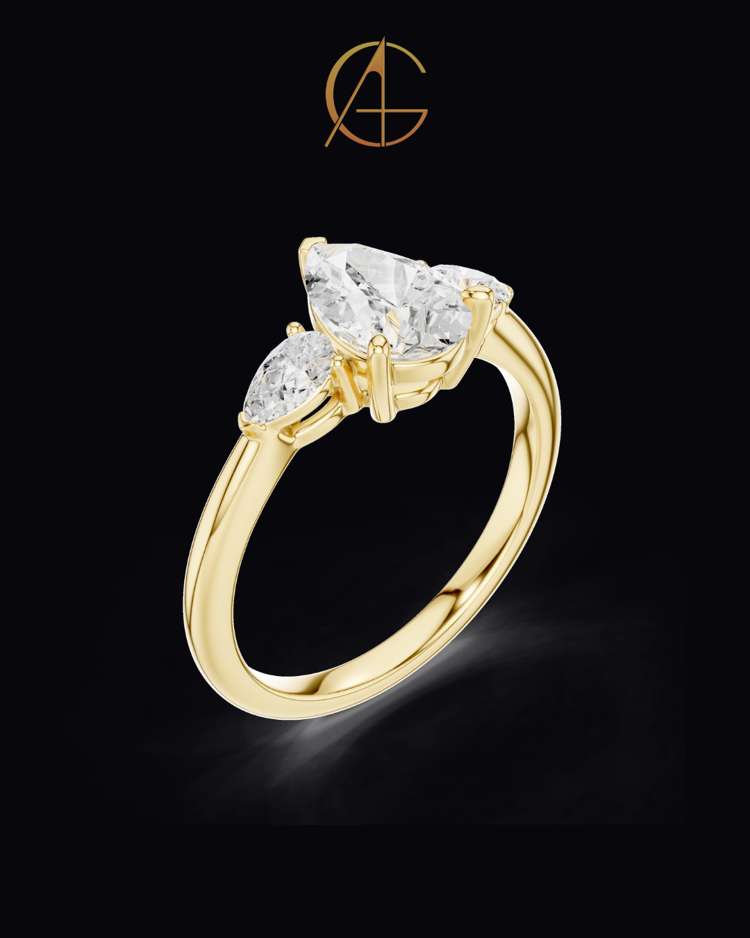 2.00 CT Dazzling Moissanite Pear Cut Diamond Ring For Delight