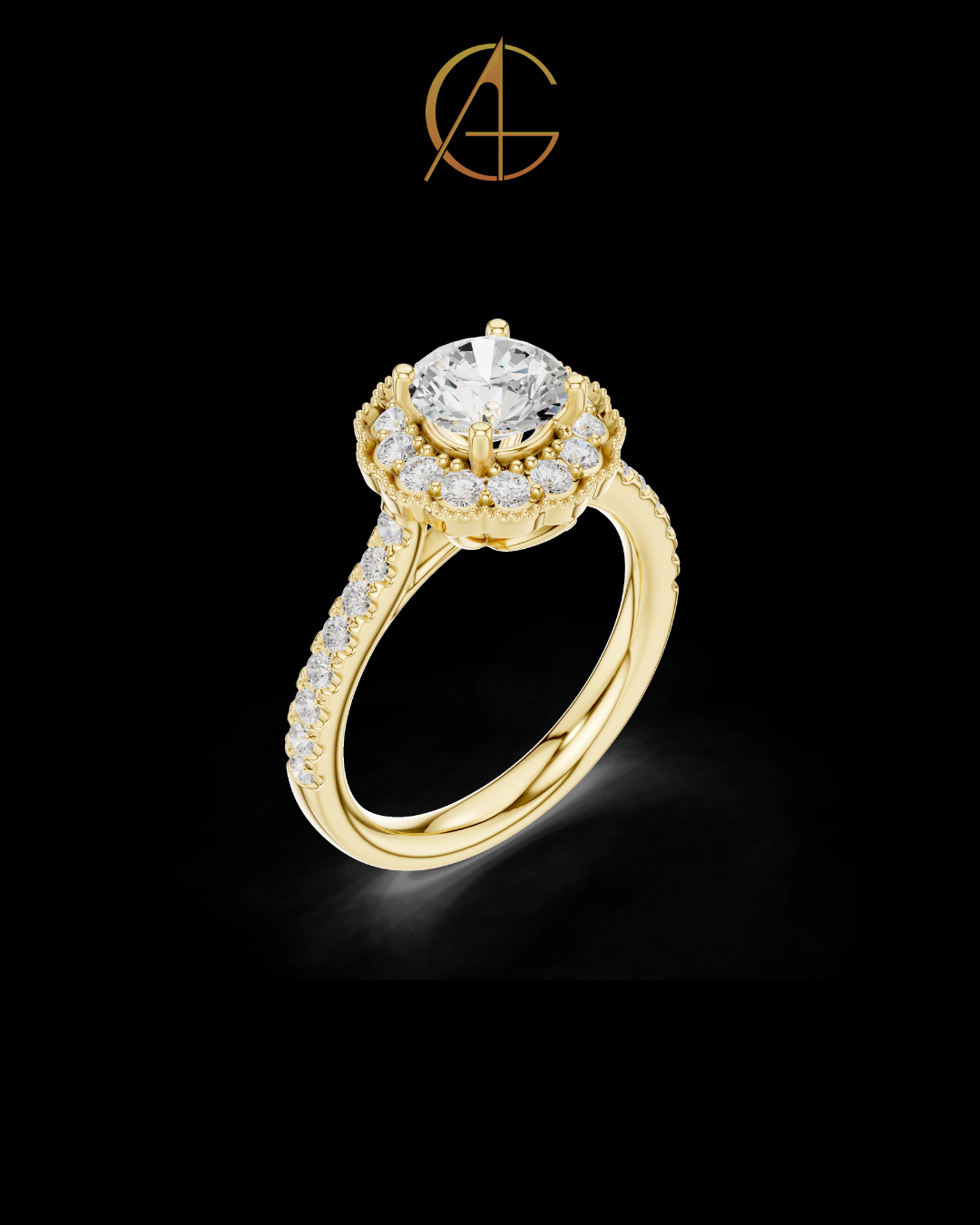 1.15 CT Vintage Inspired Floral Halo Moissanite Grown Diamond Ring in Lustrous Solid Gold For Her