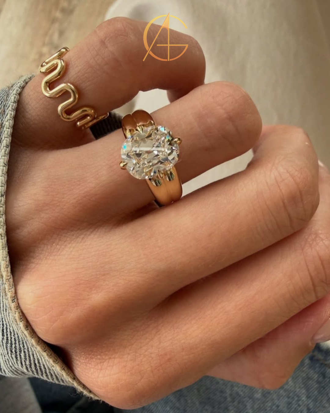 2.40 CT Dazzling Moissanite Old Mine Cushion Cut Diamond Solitaire Ring For Wedding