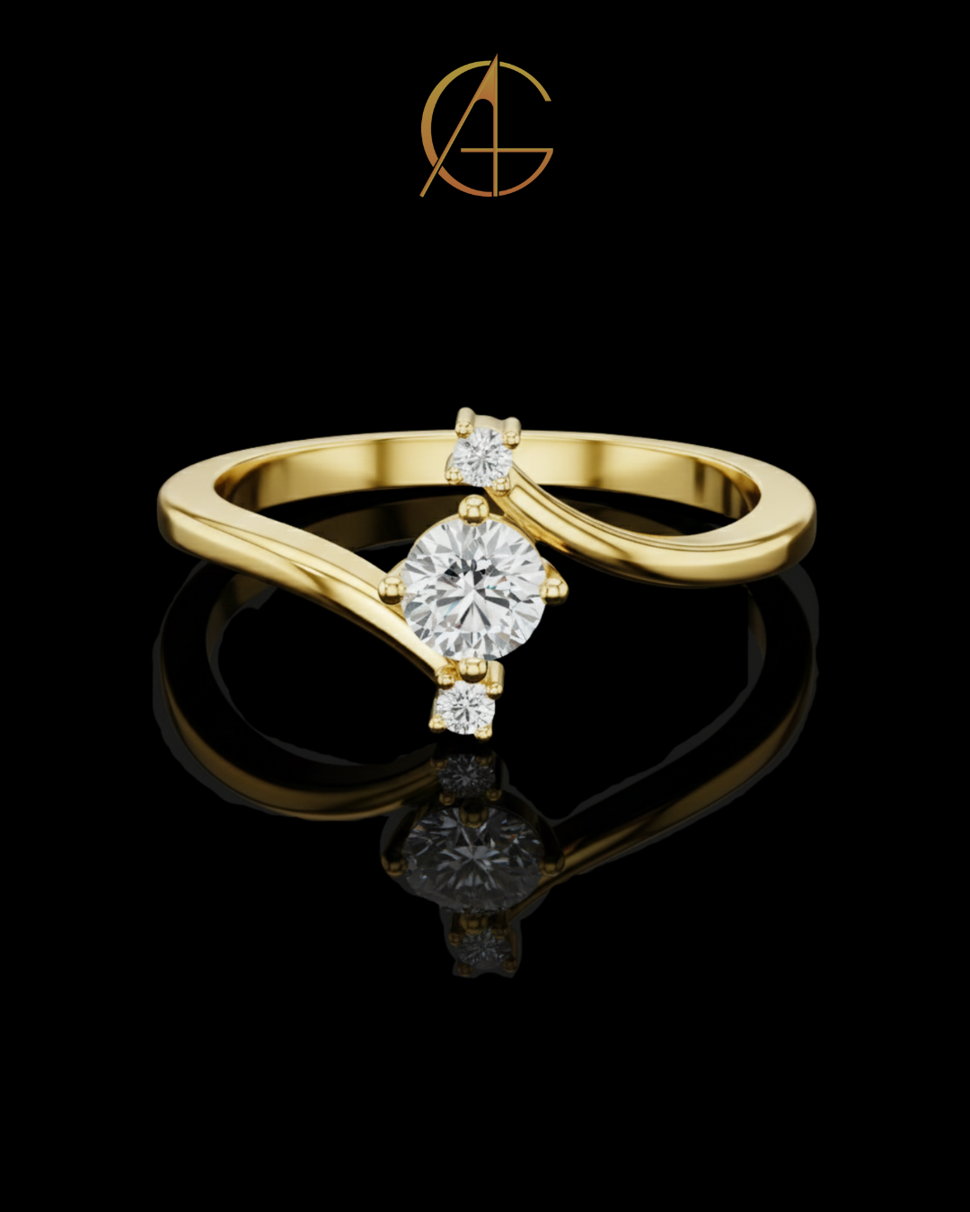0.50 CT Eternal Harmony Contemporary Moissanite Diamond Ring with Flowing Bypass Design