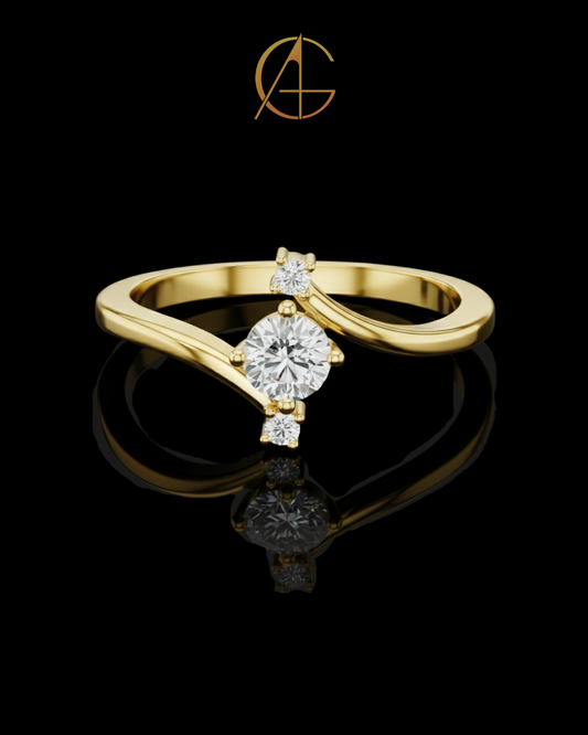 0.50 CT Eternal Harmony Contemporary Moissanite Diamond Ring with Flowing Bypass Design