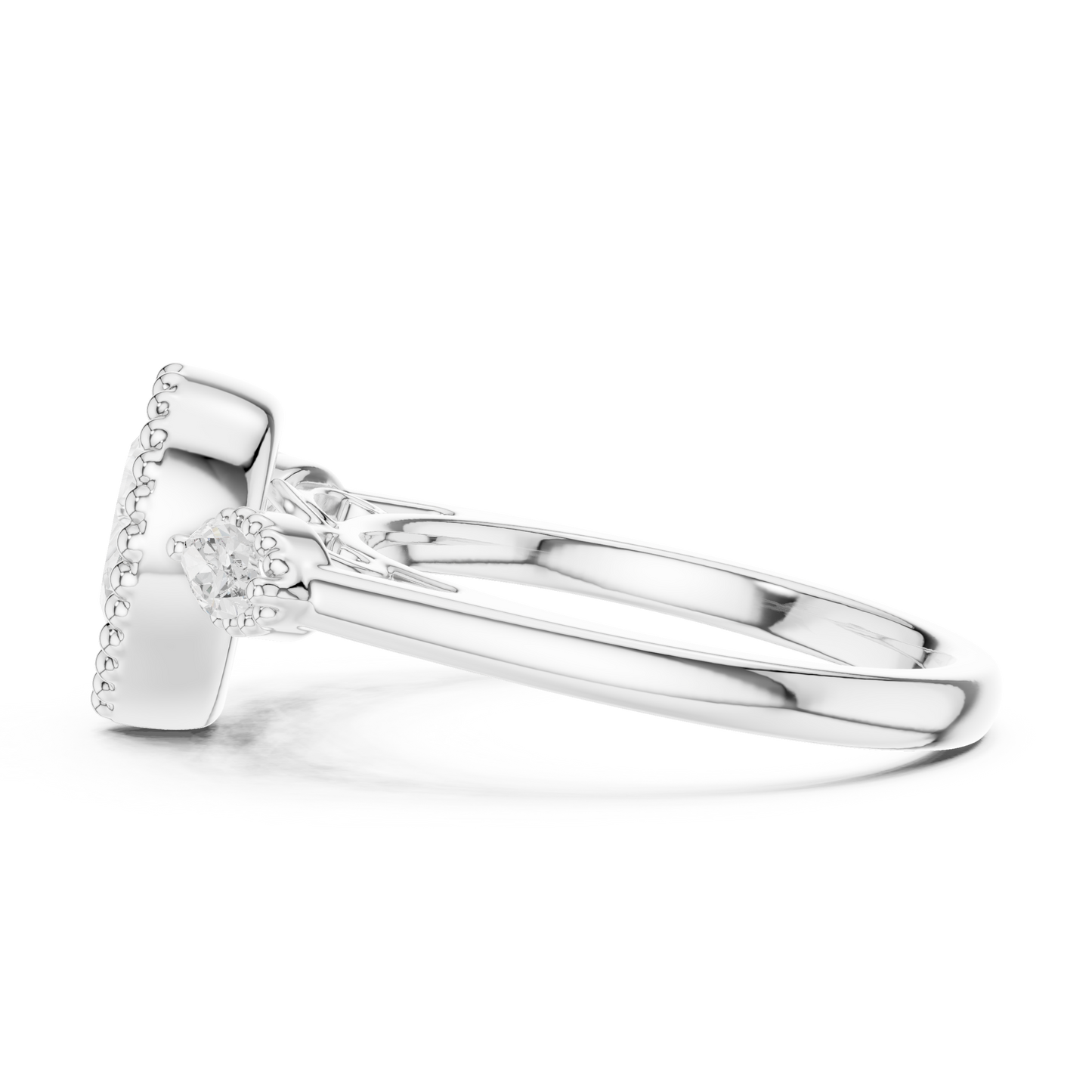 1.32 CT Vintage Inspired Pear Cut Three Stone Moissanite Diamond Ring in Textured Gold Halo For Her